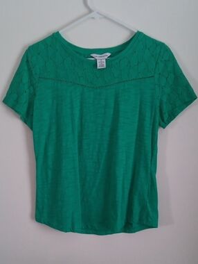 Get All 6 Liz Claiborne Lace Yoke Short Sleeve Tees for $25